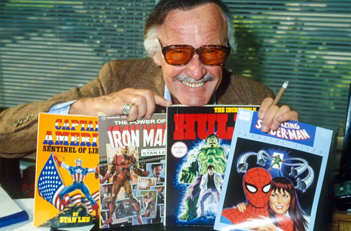 Stan Lee With His Comic Books