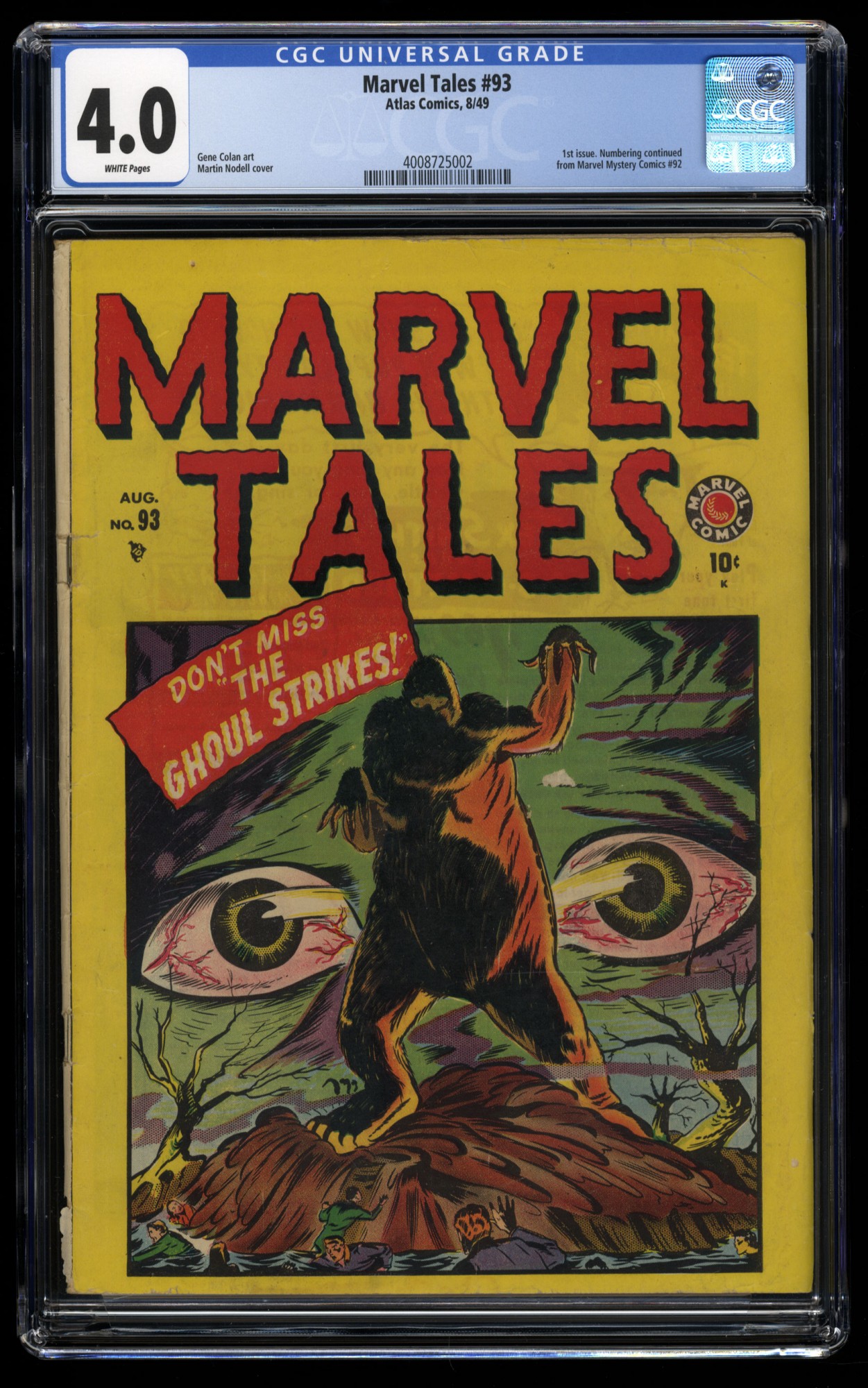 Image: Marvel Tales (1949) #93 CGC VG 4.0 White Pages Marvel Mystery Comics!