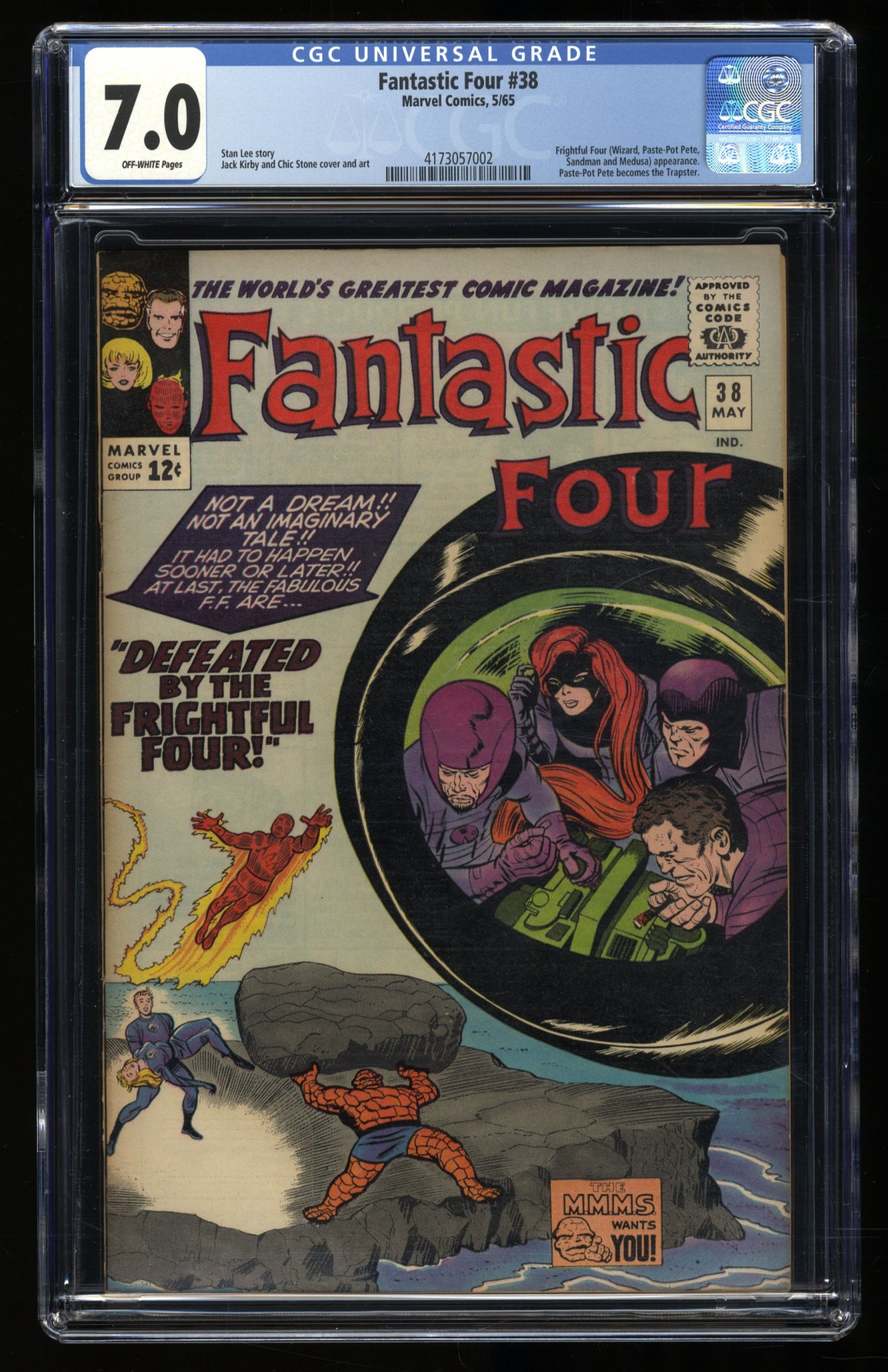 Image: Fantastic Four #38 CGC FN/VF 7.0 Off White Sandman! Medusa!  Jack Kirby!