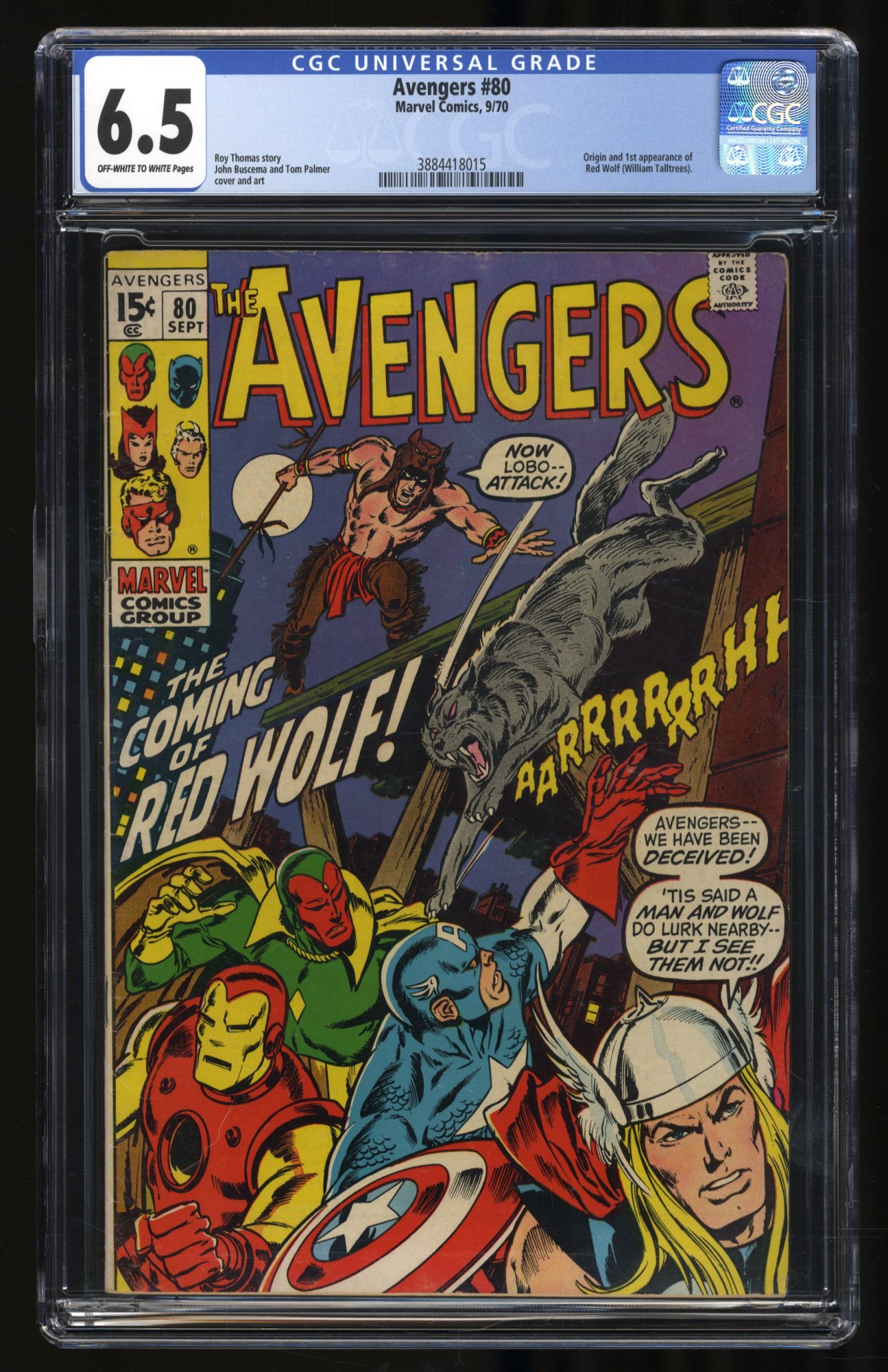 Image: Avengers #80 CGC FN+ 6.5 1st Appearance Red Wolf (William Talltrees)!