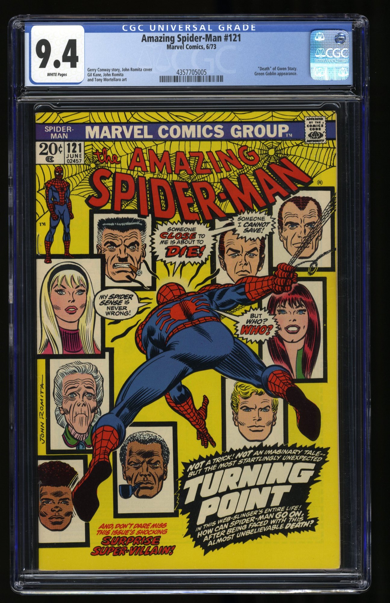 Image: Amazing Spider-Man #121 CGC NM 9.4 White Pages Death of Gwen Stacy!