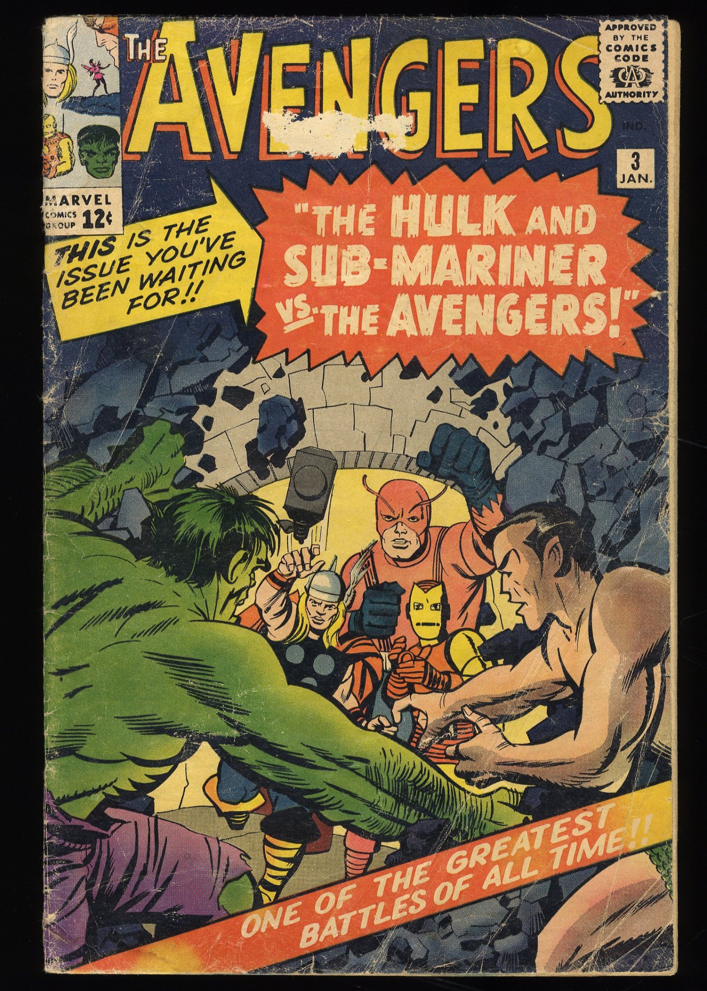 Image: Avengers #3 GD- 1.8 1st Hulk and Sub-Mariner Team-Up! Jack Kirby!