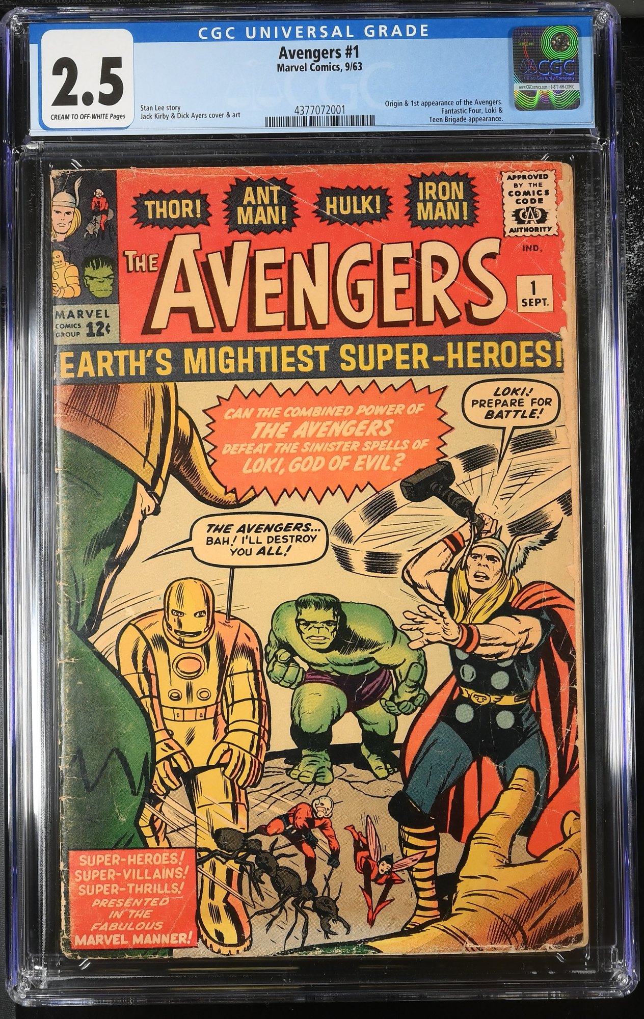 Image: Avengers (1963) #1 CGC GD+ 2.5 Thor! Captain America! Iron Man! Hulk!