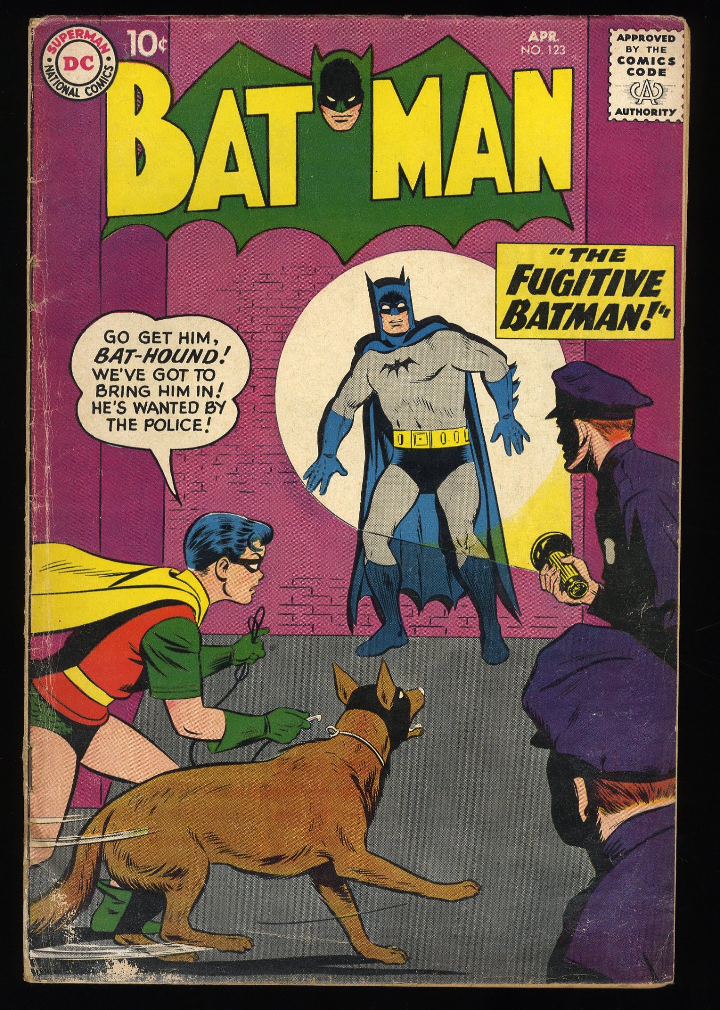 Image: Batman #123 VG 4.0 Bat-Hound! Ad for Brave and the Bold #23!
