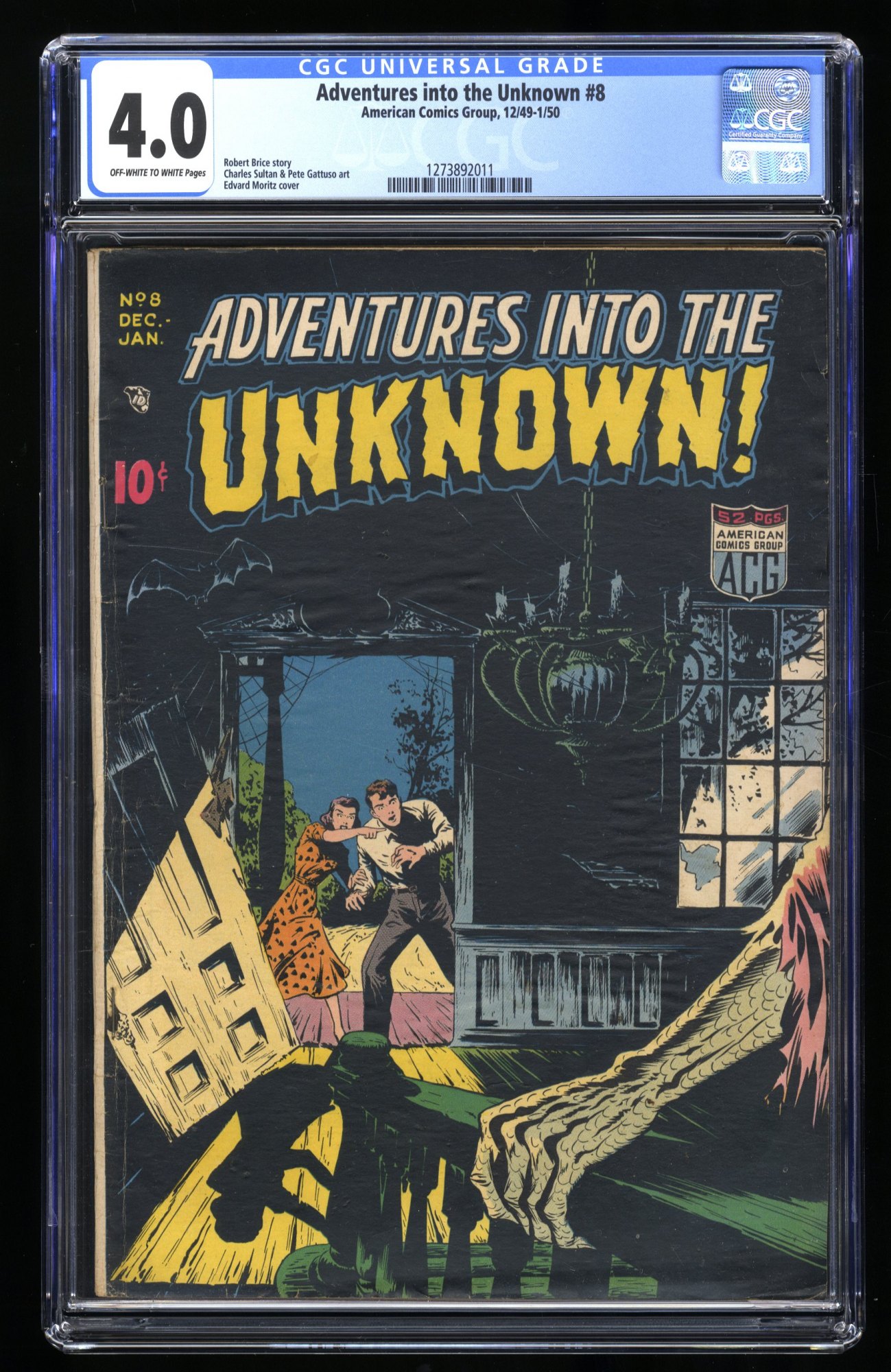 Image: Adventures Into The Unknown #8 CGC VG 4.0 Off White to White