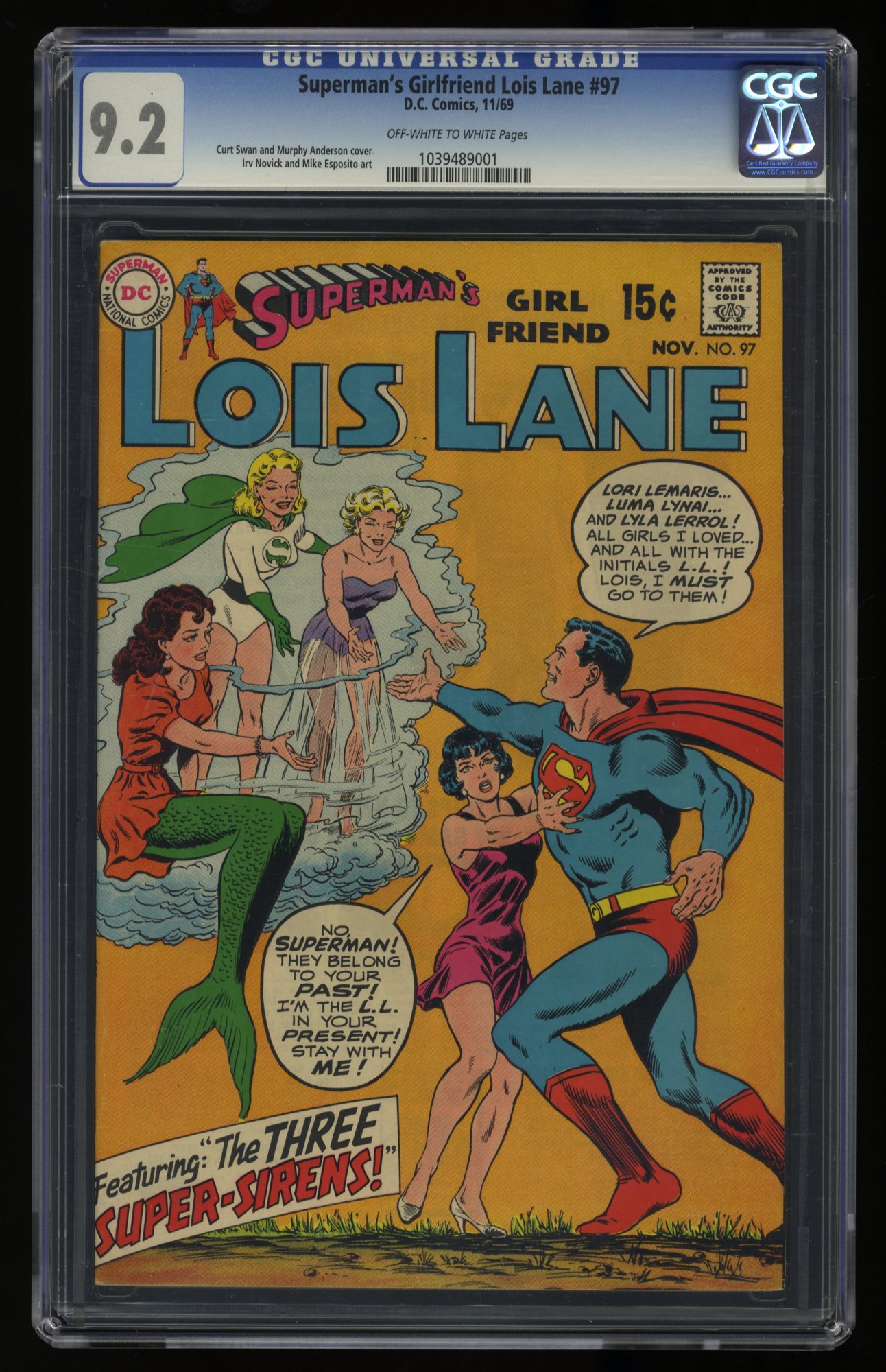 Image: Superman's Girl Friend, Lois Lane #97 CGC NM- 9.2 Off White to White