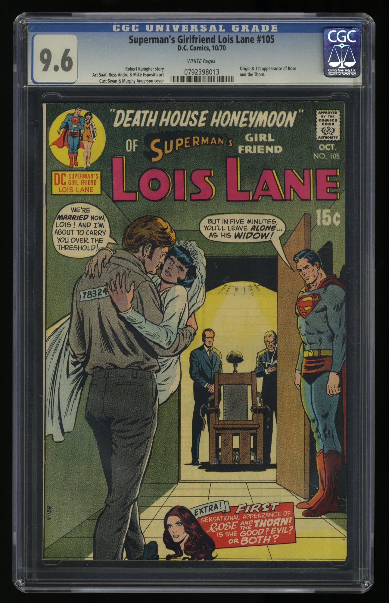 Image: Superman's Girl Friend, Lois Lane #105 CGC NM+ 9.6 1st Rose and Thorn!