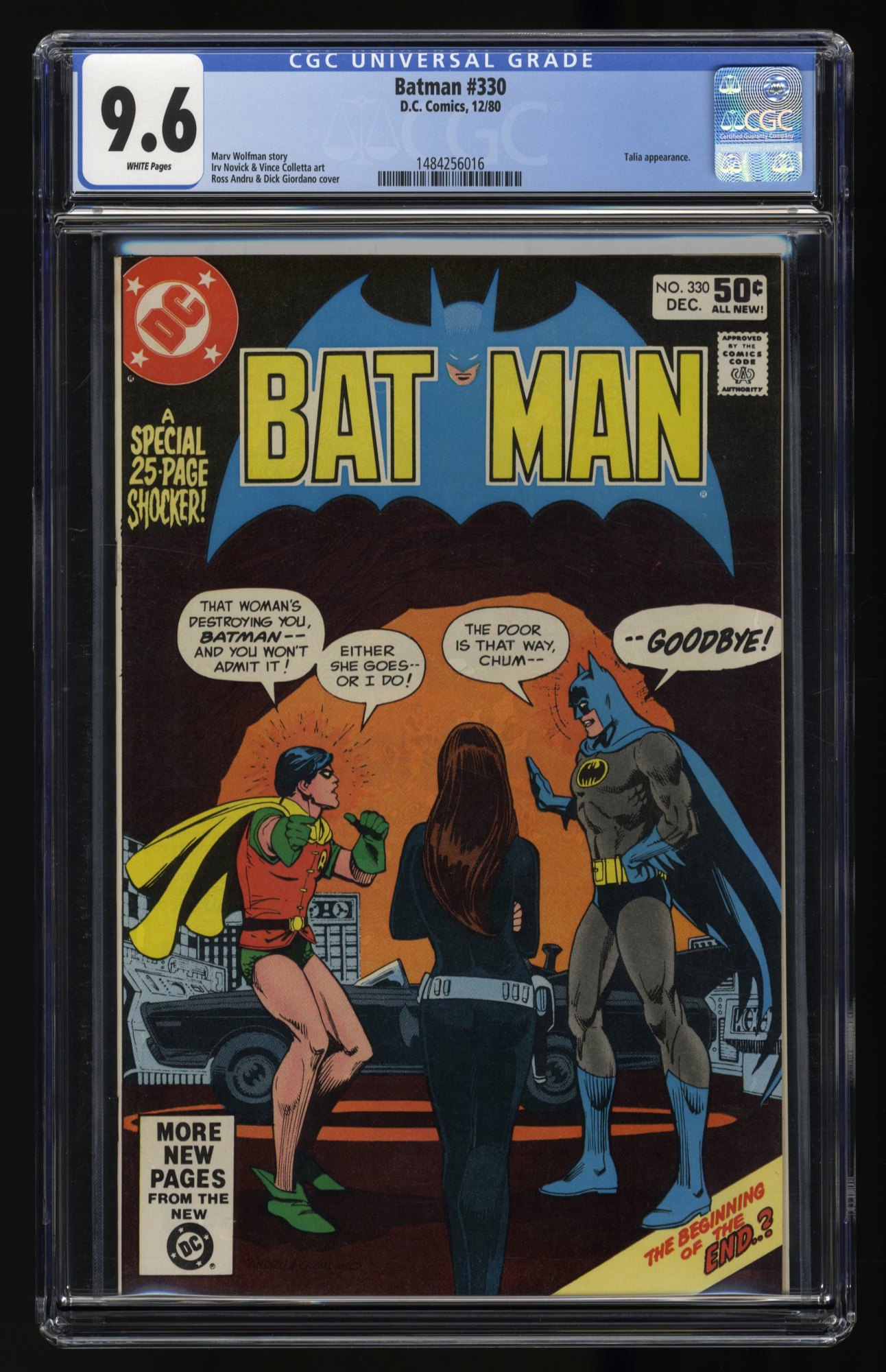 Image: Batman #330 CGC NM+ 9.6 White Pages Talia!