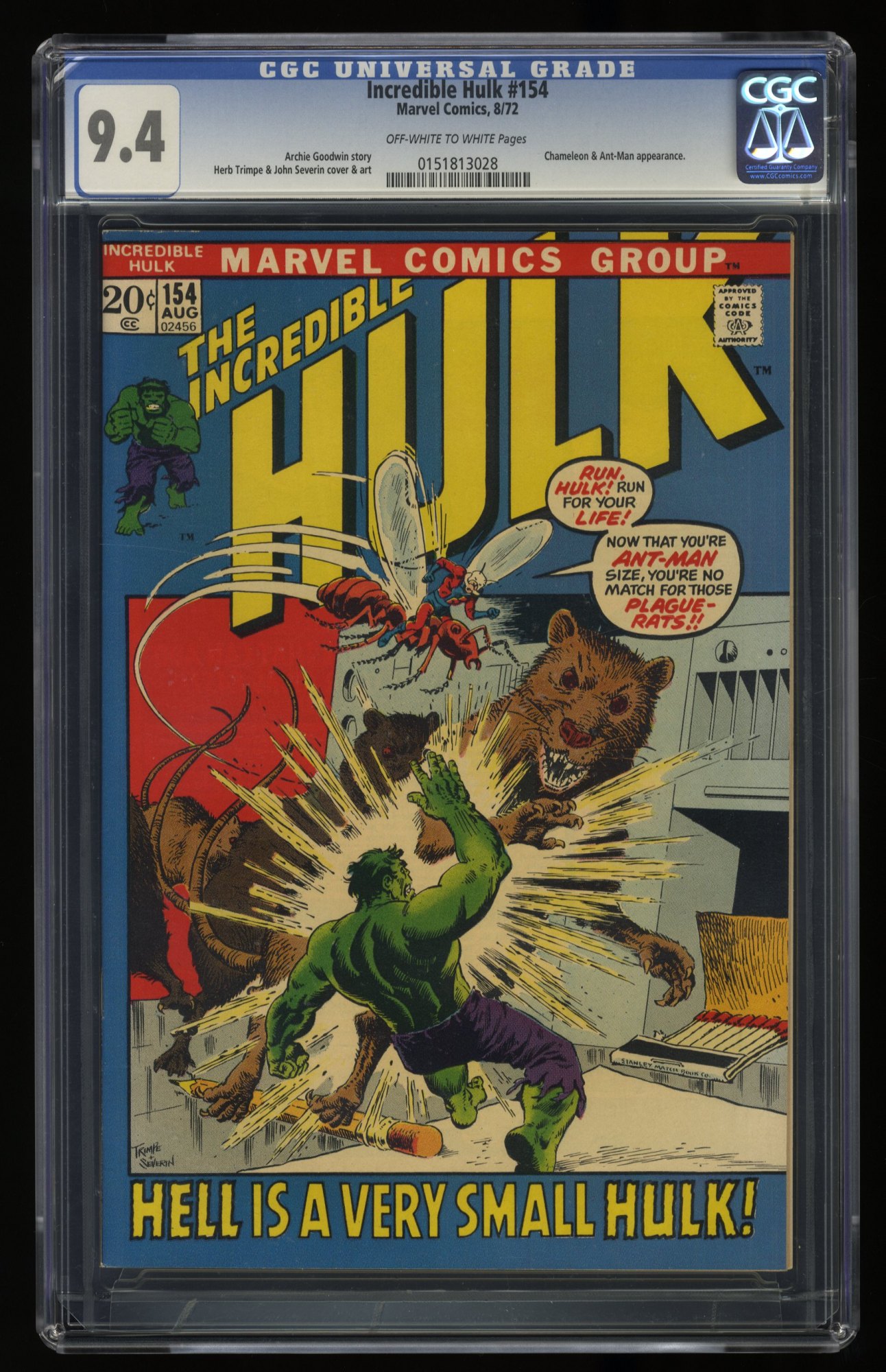 Image: Incredible Hulk (1962) #154 CGC NM 9.4 Off White to White