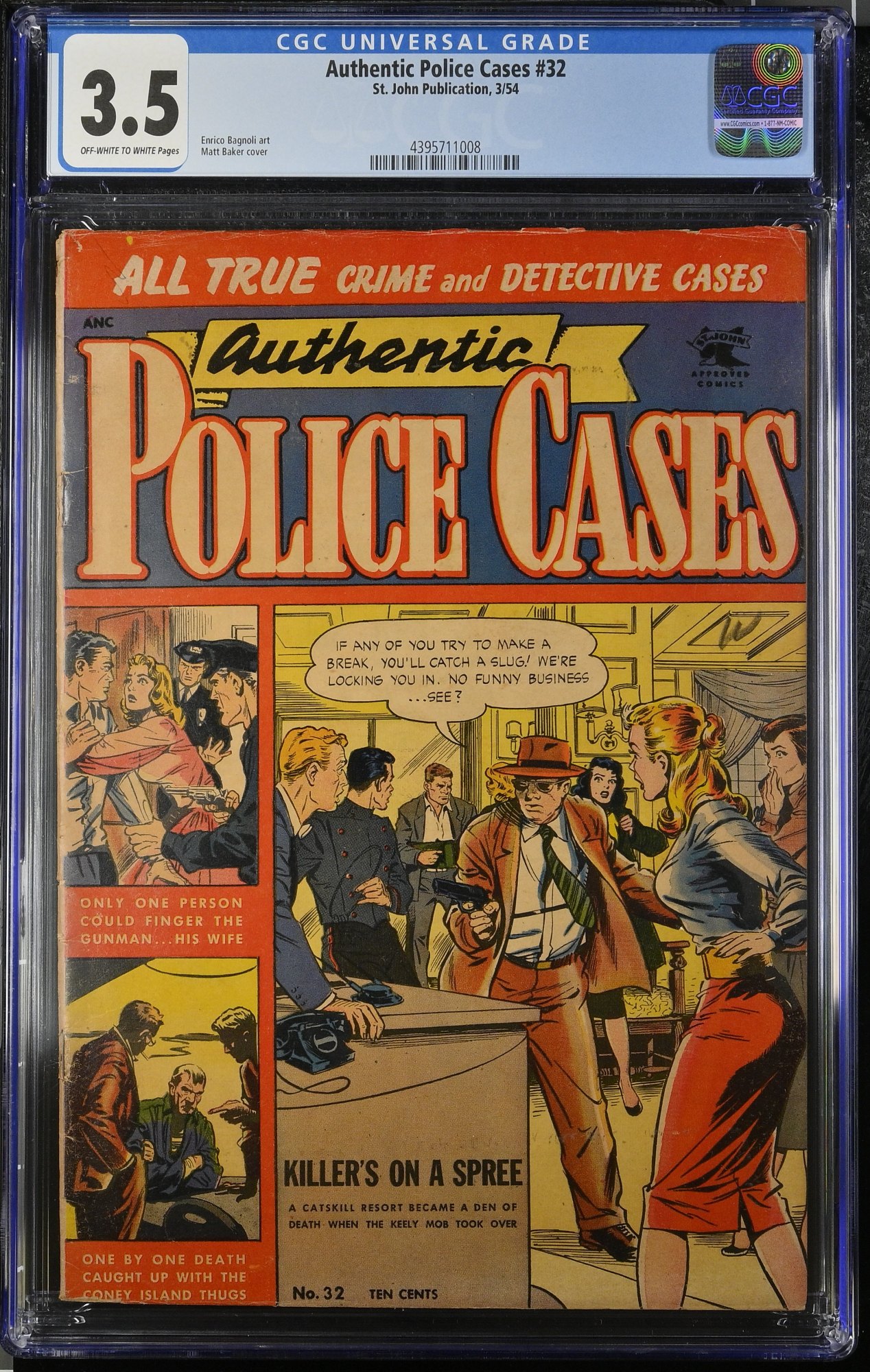 Image: Authentic Police Cases #32 CGC VG- 3.5 Pre-Code Crime! Matt Baker Cover