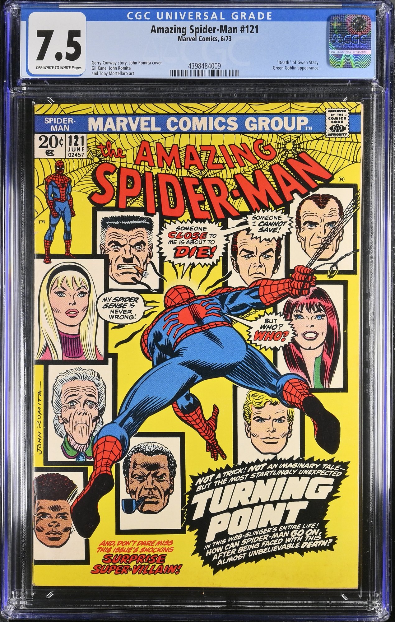 Image: Amazing Spider-Man #121 CGC VF- 7.5 Off White to White Death of Gwen Stacy!