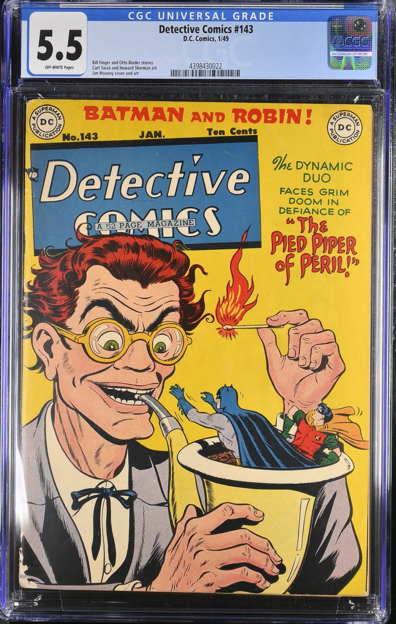 Image: Detective Comics #143 CGC FN- 5.5 Off White Golden Age Batman Robin 1949!