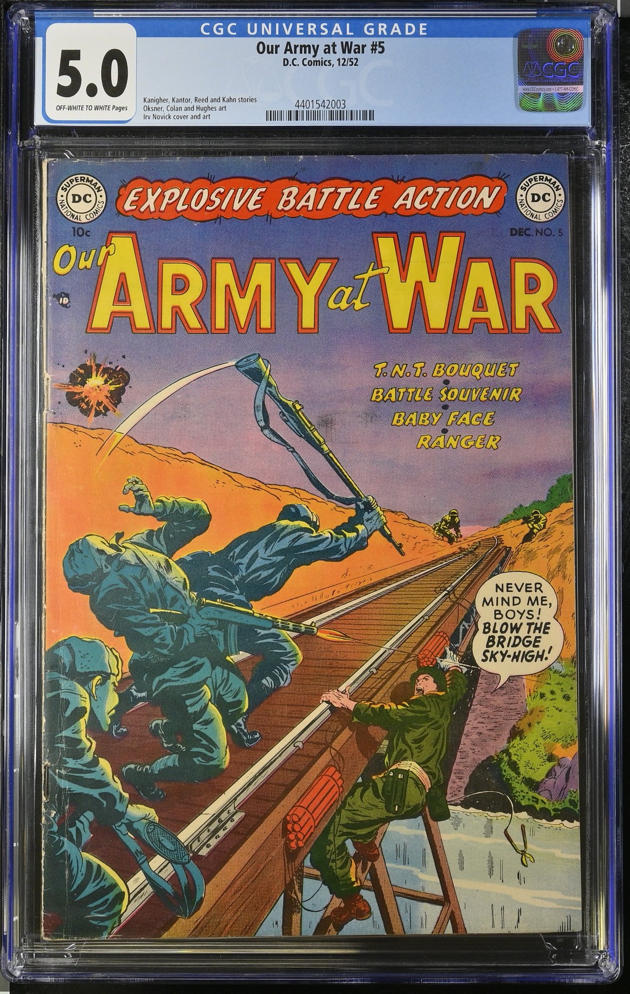 Image: Our Army at War (1952) #5 CGC VG/FN 5.0 Battle Souvenir! Irv Novick Cover! 