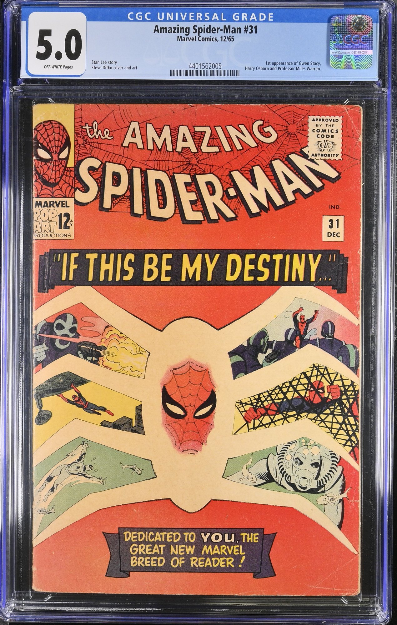 Image: Amazing Spider-Man #31 CGC VG/FN 5.0 Off White 1st Appearance Gwen Stacy!!