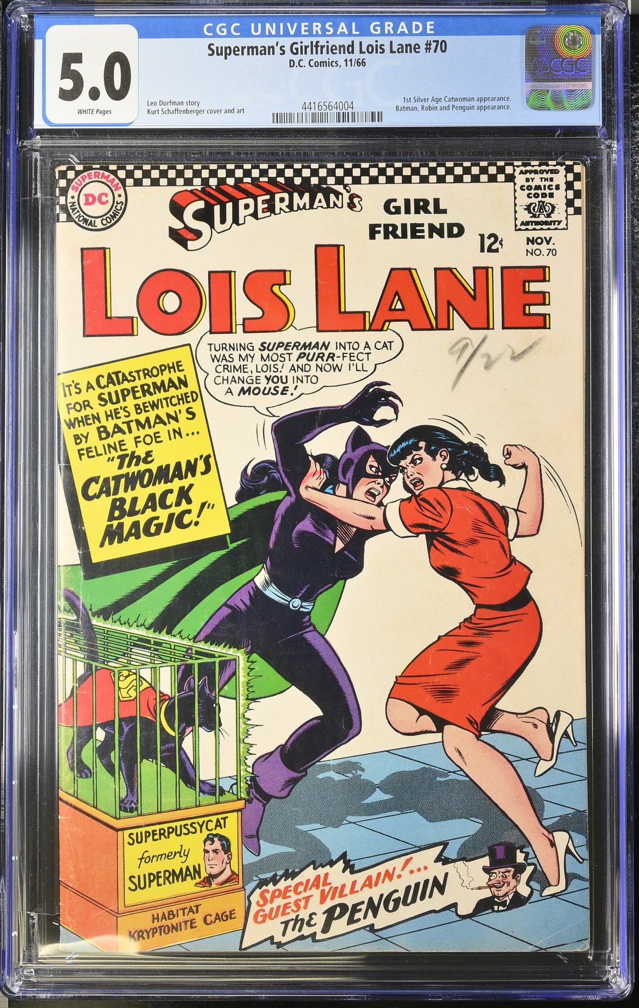 Image: Superman's Girl Friend, Lois Lane #70 CGC VG/FN 5.0 White Pages 1st SA Catwoman