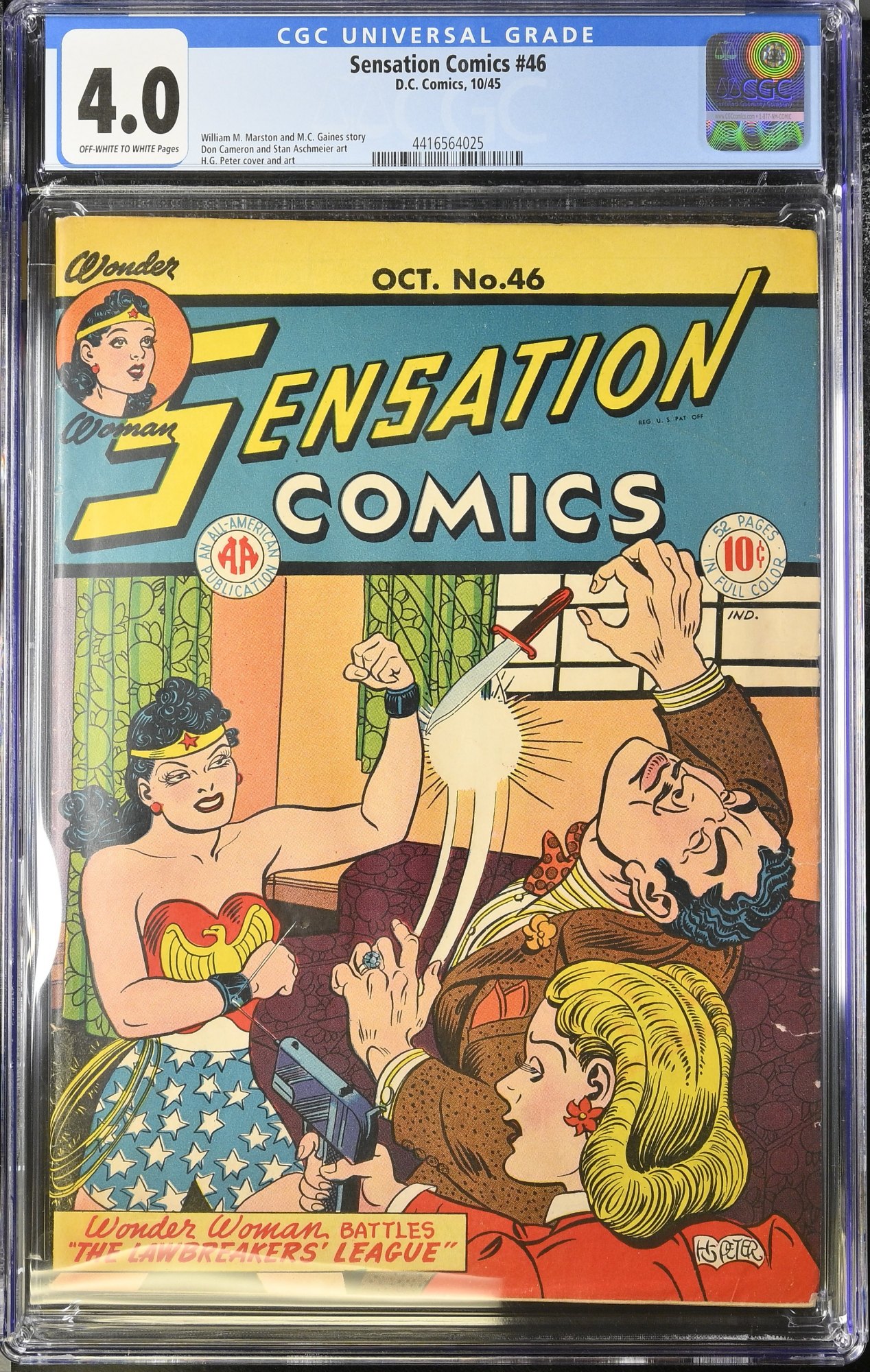 Image: Sensation Comics #46 CGC VG 4.0 Off White to White Golden Age Wonder Woman!
