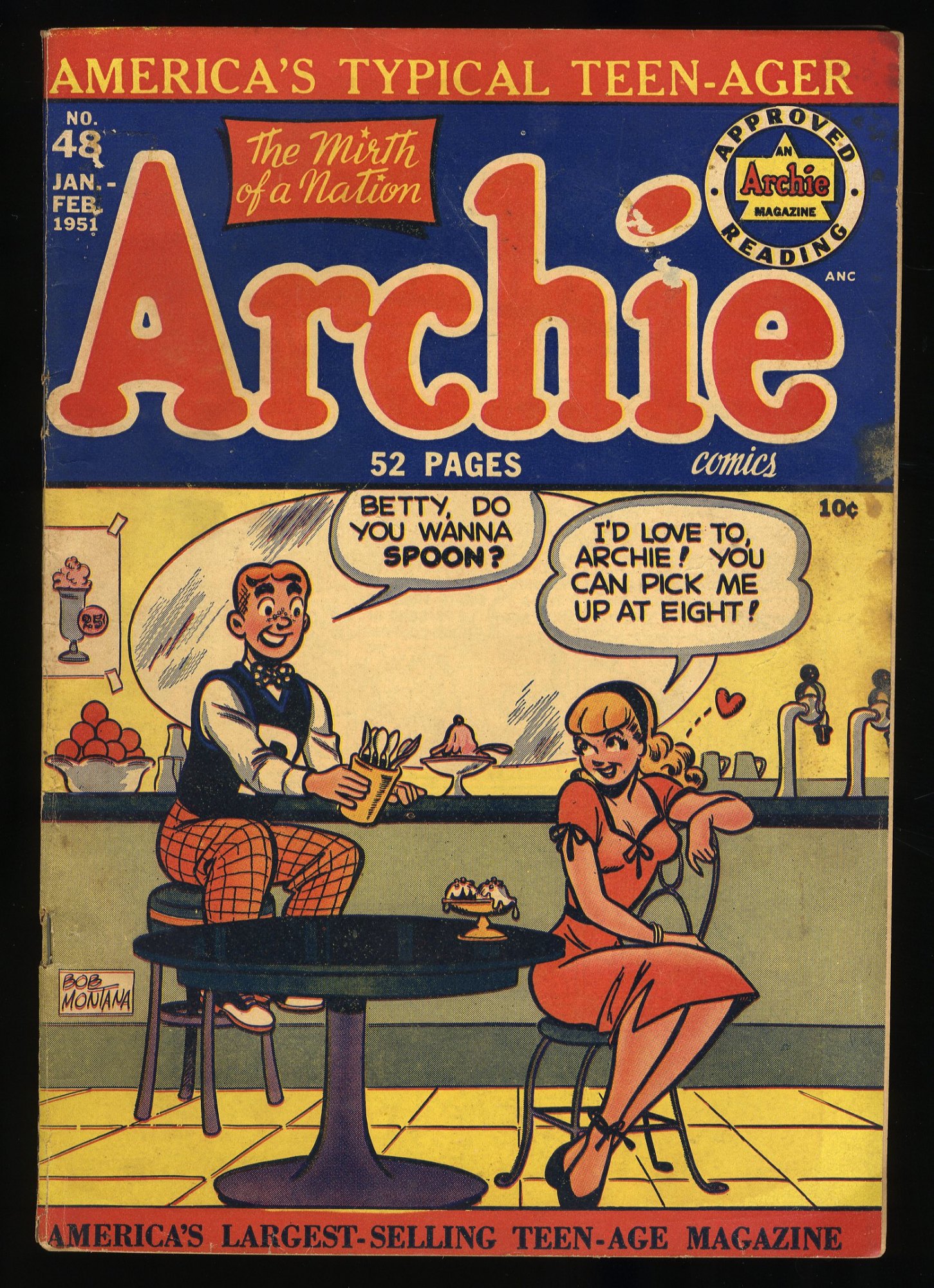 Image: Archie Comics #48 VG 4.0 Bob Montana Cover!