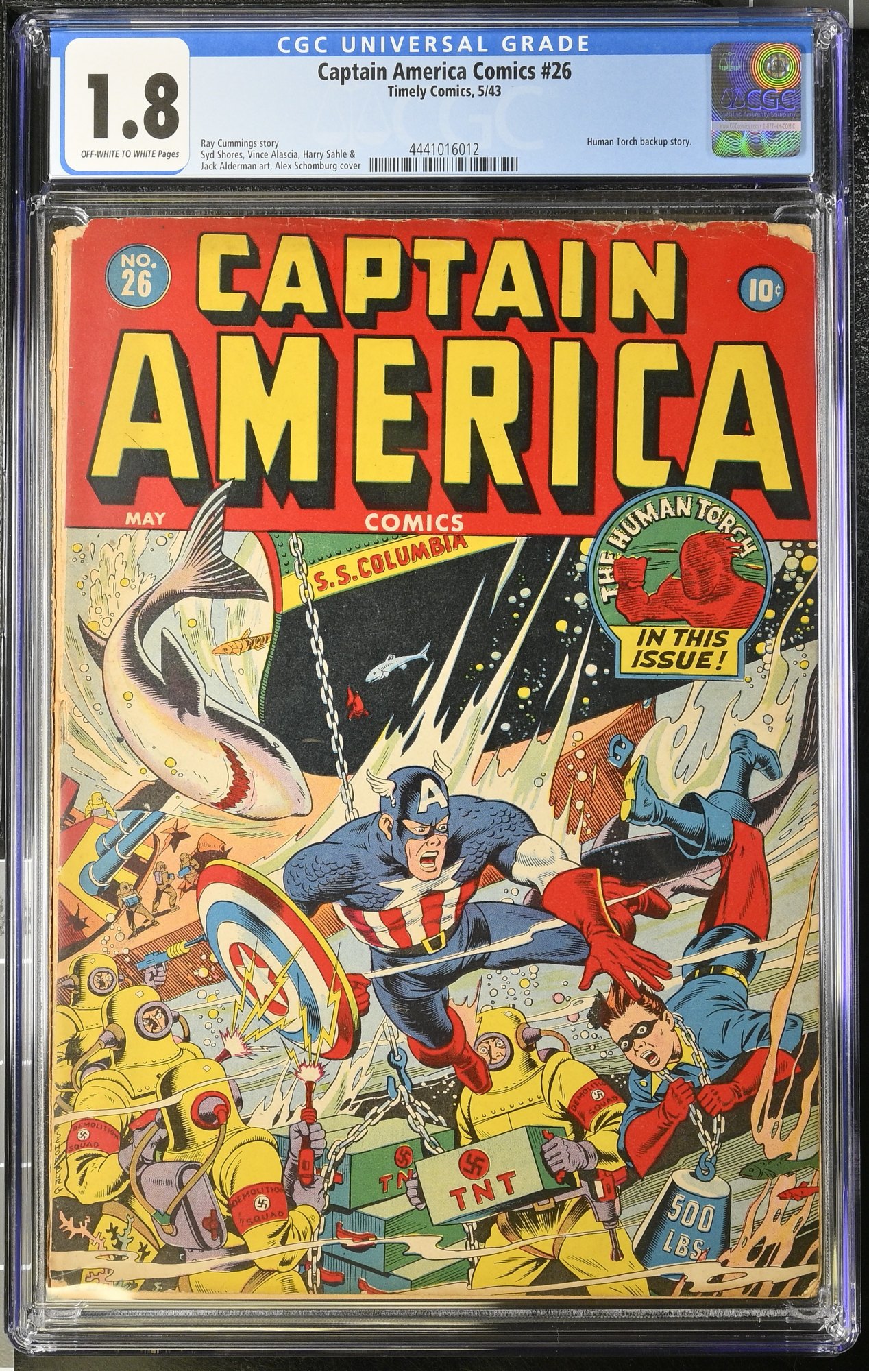 Image: Captain America Comics #26 CGC GD- 1.8 Off White to White Nazi Schomburg Cover!