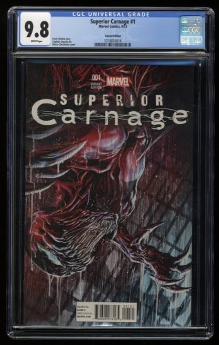 Superior Carnage #1 CGC NM/M 9.8 White Pages 1:25 Checchetto Variant