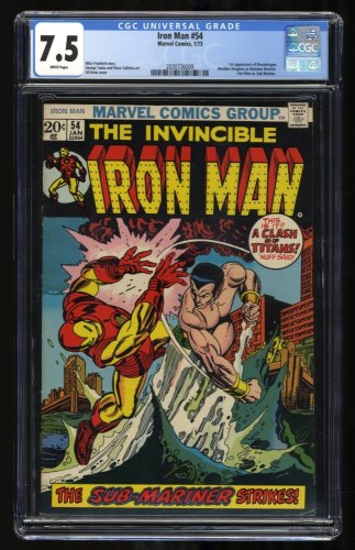 Iron Man #54 CGC VF- 7.5 1st Appearance Moondragon! Marvel! Gil Kane Cover!