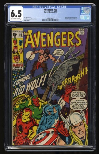 Avengers #80 CGC FN+ 6.5 1st Appearance Red Wolf (William Talltrees)!