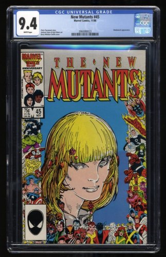 New Mutants #45 CGC NM 9.4 White Pages 25th Anniversary Cover!