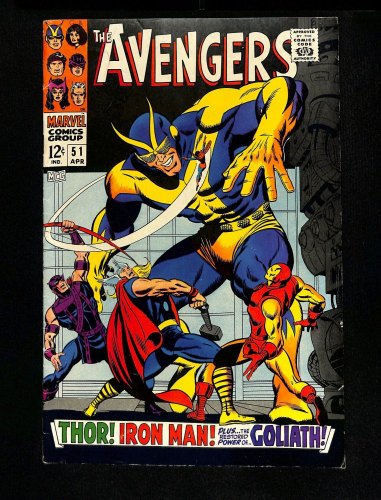 Avengers #51 FN 6.0 Iron Man Captain America Thor Hawkeye Goliath!