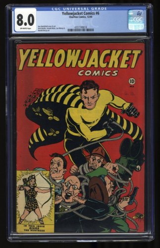 Yellowjacket Comics #6 CGC VF 8.0 Golden Age Superhero! Ken Battefield Cover!