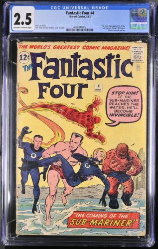 Fantastic Four #4 CGC GD+ 2.5 1st Silver Age Appearance of Sub-Mariner!
