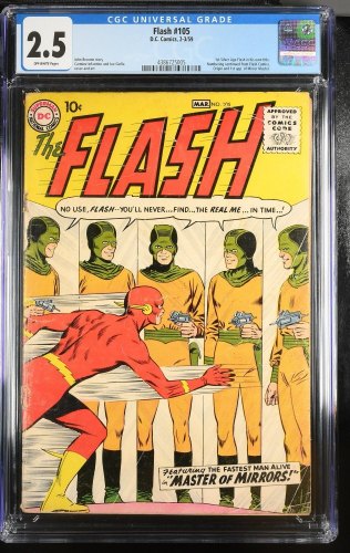 Flash #105 CGC GD+ 2.5 1st Silver Age Flash Own Title! First Mirror Master!