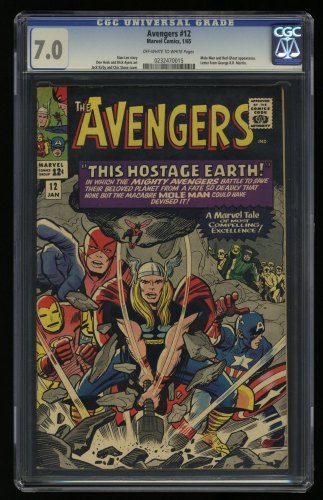 Avengers #12 CGC FN/VF 7.0 Thor Iron Man Captain America! Stan Lee Script!