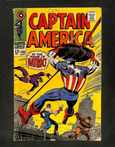 Captain America #105 Batroc! Jack Kirby/John Romita Art!