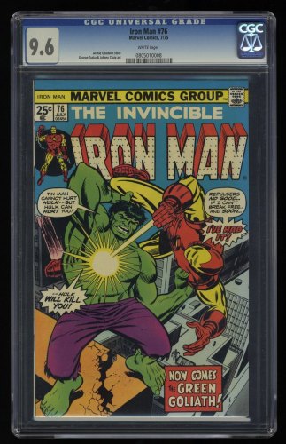 Iron Man #76 CGC NM+ 9.6 White Pages Incredible Hulk!
