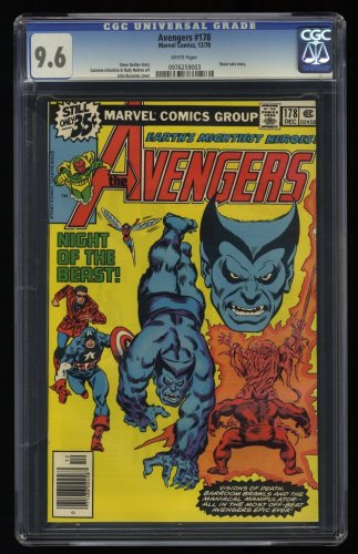 Avengers #178 CGC NM+ 9.6 White Pages Beast Solo Story!