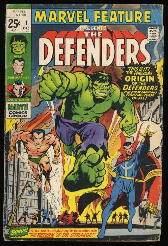 Marvel Feature #1 GD/VG 3.0 1st Appearance and Origin Defenders!
