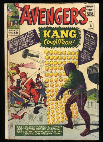 Avengers #8 GD+ 2.5 1st Appearance Kang The Conqueror! Jack Kirby Cover!