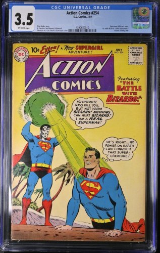 Action Comics #254 CGC VG- 3.5 Off White 1st Meeting of Bizarro and Superman!