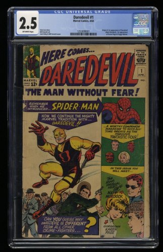 Daredevil #1 CGC GD+ 2.5 Off White Origin and 1st Appearance!