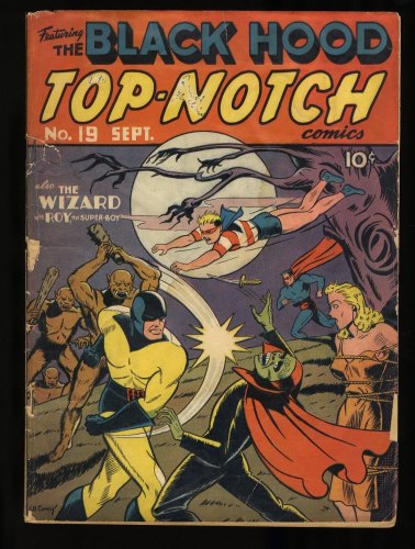 Top Notch Comics #19 FA/GD 1.5 Classic Black Hood Cover!