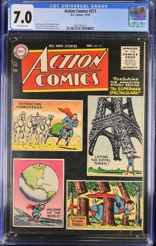 Action Comics #211 CGC FN/VF 7.0 Off White Planet Earth Photoshoot!