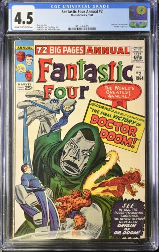 Fantastic Four Annual #2 CGC VG+ 4.5 Origin of Doctor Doom! Kirby/Stone Cover!