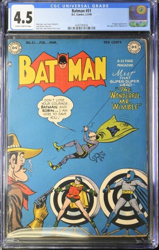 Batman #51 CGC VG+ 4.5 Penguin Appearance! Full Page Ad for Superboy #1!