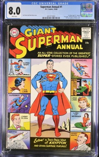 Superman Annual (1960) #1 CGC VF 8.0 White Pages 1st DC Annual Supergirl Batman