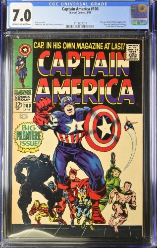 Captain America #100 CGC FN/VF 7.0 1st Issue! Black Panther Appearance!