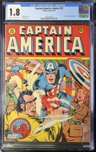 Captain America Comics #23 CGC GD- 1.8 Cream To Off White Nazi WWII War Cover!