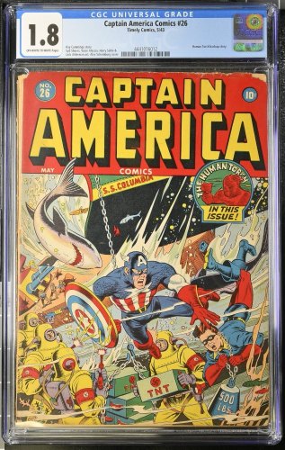 Captain America Comics #26 CGC GD- 1.8 Off White to White Nazi Schomburg Cover!