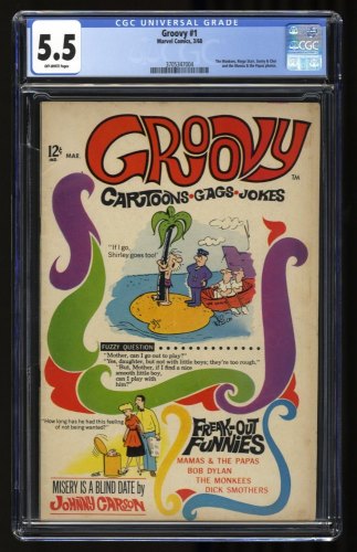 Cover Scan: Groovy (1968) #1 CGC FN- 5.5 Off White Monkees, Sonny and Cher, Ringo Starr! - Item ID #320480