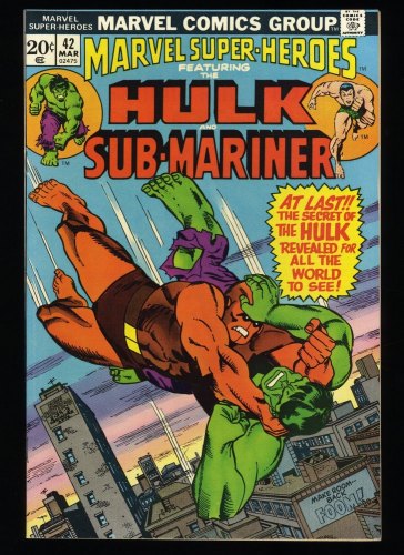 Cover Scan: Marvel Super-Heroes #42 NM 9.4 Hulk Sub-Mariner! - Item ID #326625