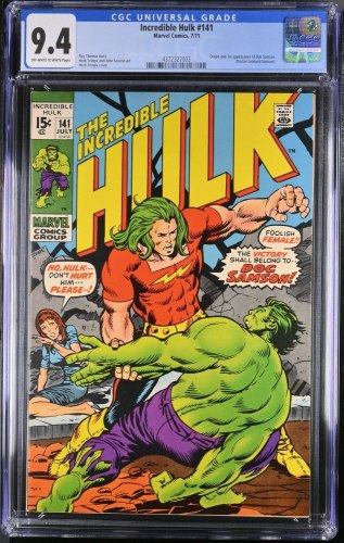 Cover Scan: Incredible Hulk #141 CGC NM 9.4 Off White to White 1st Appearance Doc Samson!! - Item ID #351726