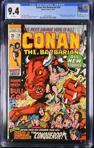 Cover Scan: Conan The Barbarian #10 CGC NM 9.4 White Pages Barry Windsor-Smith Cover! - Item ID #357337